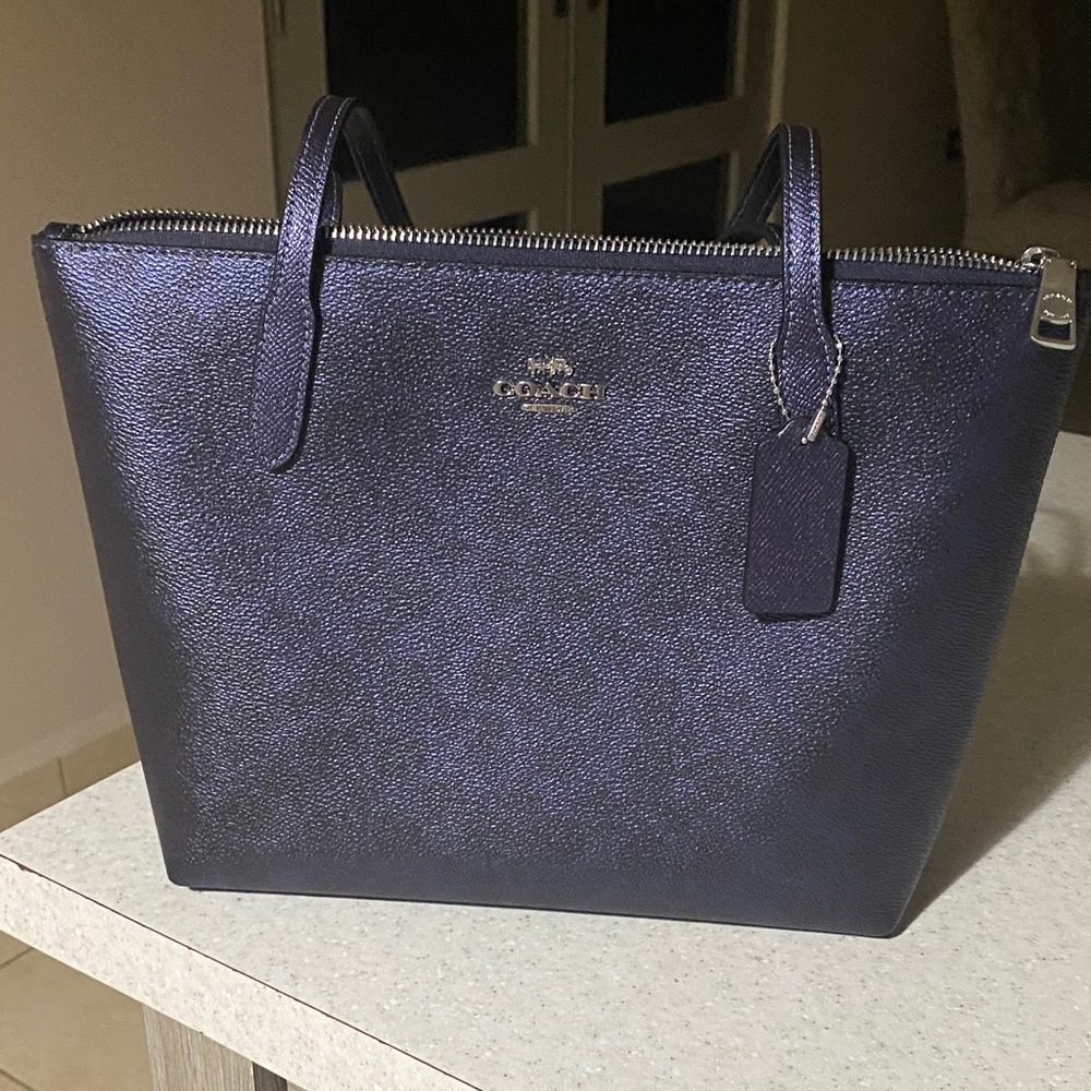 ORIGINAL Coach Midnight Blue Leather Tote
